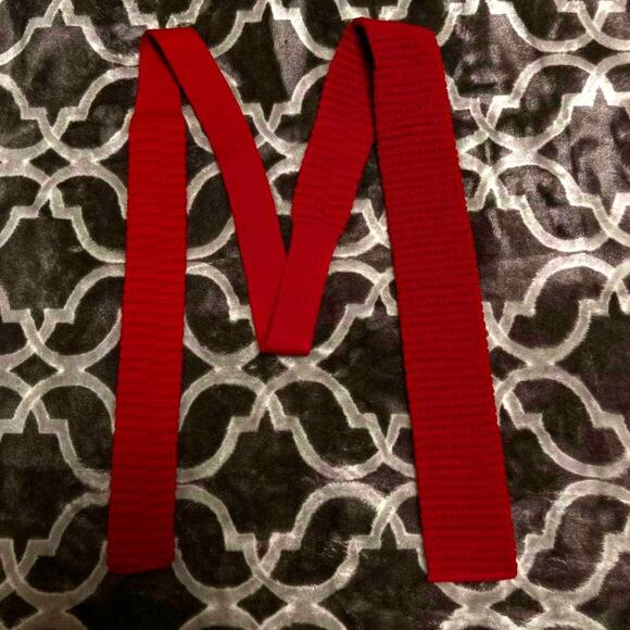 Vintage Ralph Lauren Chaps Wool Tie Square Red Knotted Wool 2.5" x 54" - Picture 1 of 8